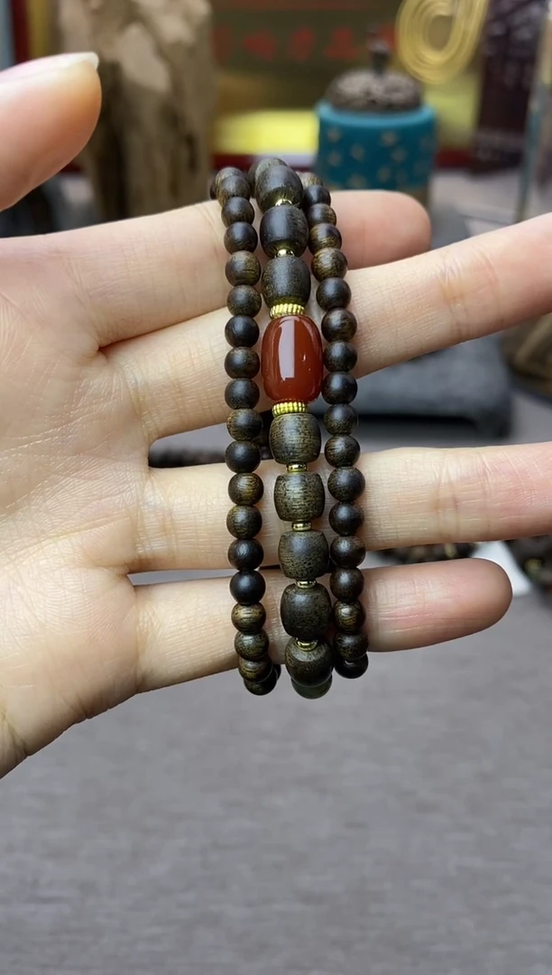 【闪购商品】沉香手串白棋04+紫棋06三圈设计