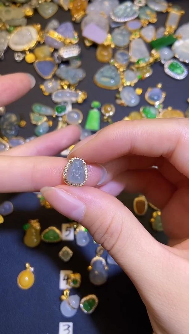 吊坠(不含链)银S925镶嵌翡翠天然A货翡翠