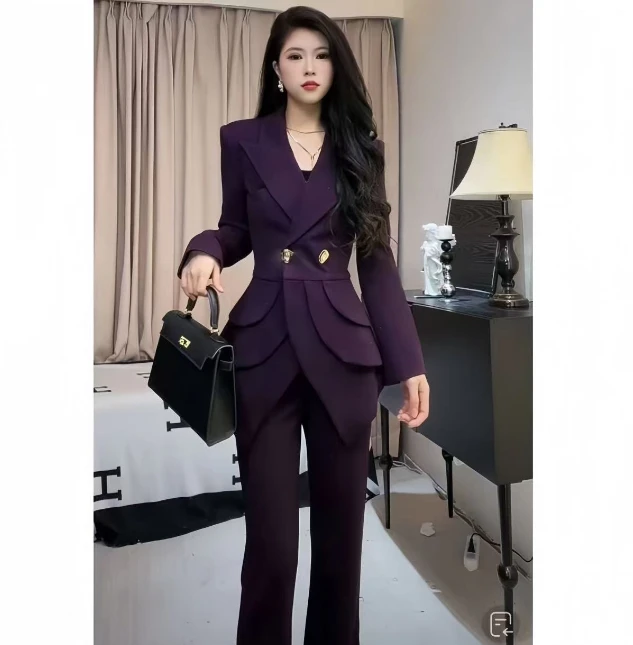 2025年早春新款高级星空细闪修身显瘦小众设计师款时尚套装女6026