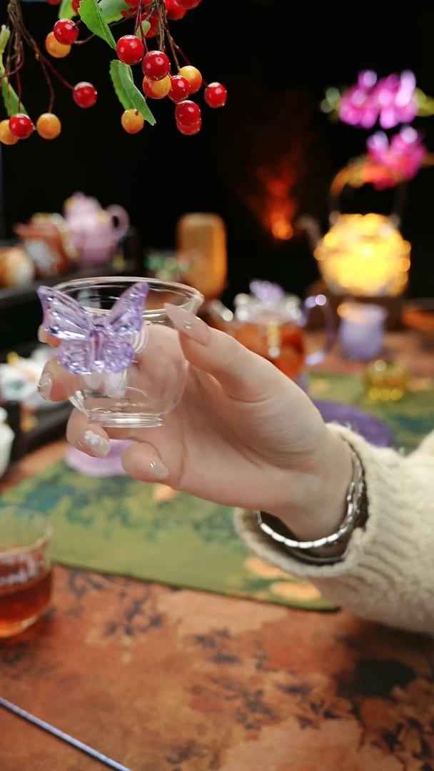 【闪购商品】紫色蝴蝶品茗杯60cc@@@@@@@@