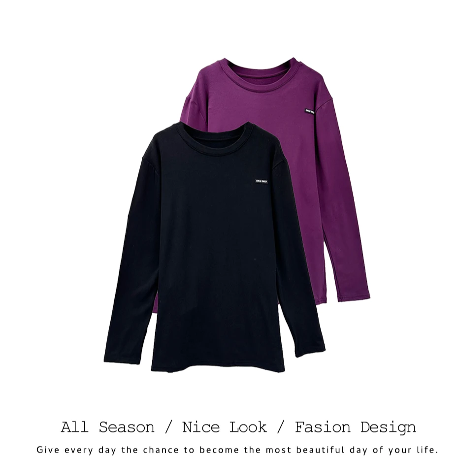 481/332         双色下摆两边开叉休闲百搭圆领长袖   款号#3226