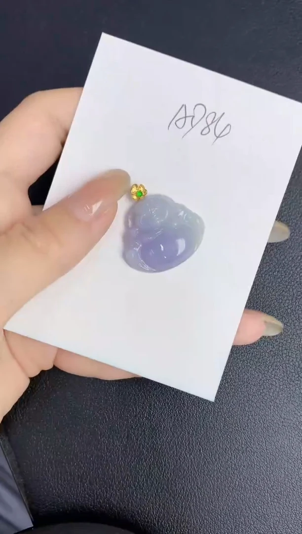 翡翠18K金镶嵌颈饰缅甸天然翡翠A货