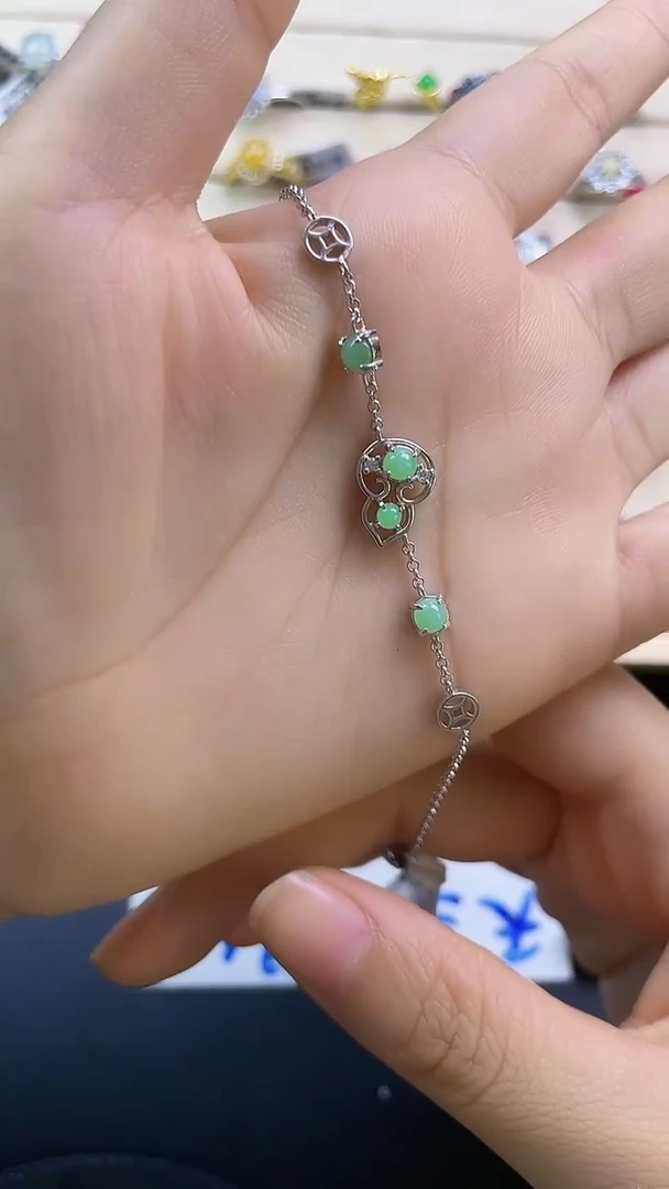 银S925镶嵌戒指翡翠翡翠 蛋面 银S925镶嵌