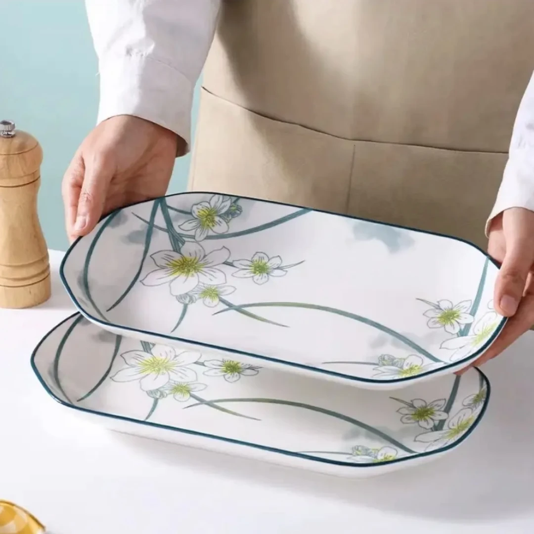 12英寸水仙花鱼盘2个  破碎联系客服免费补发