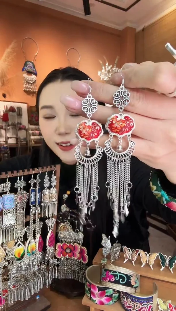 刺绣纯手工民族风耳环