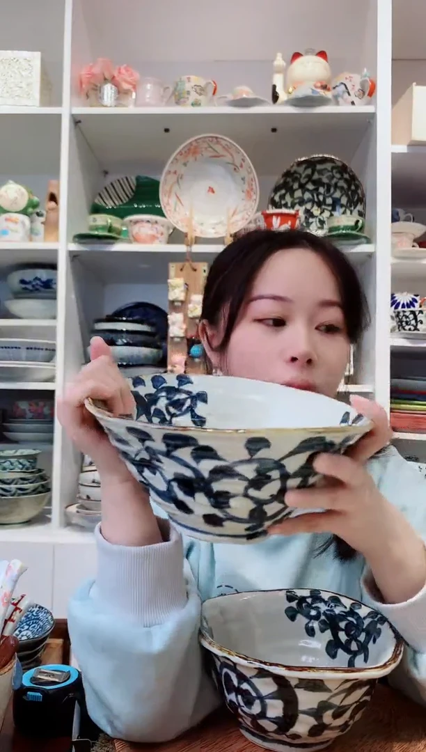 陶瓷章鱼唐草大号手捧钵21cm