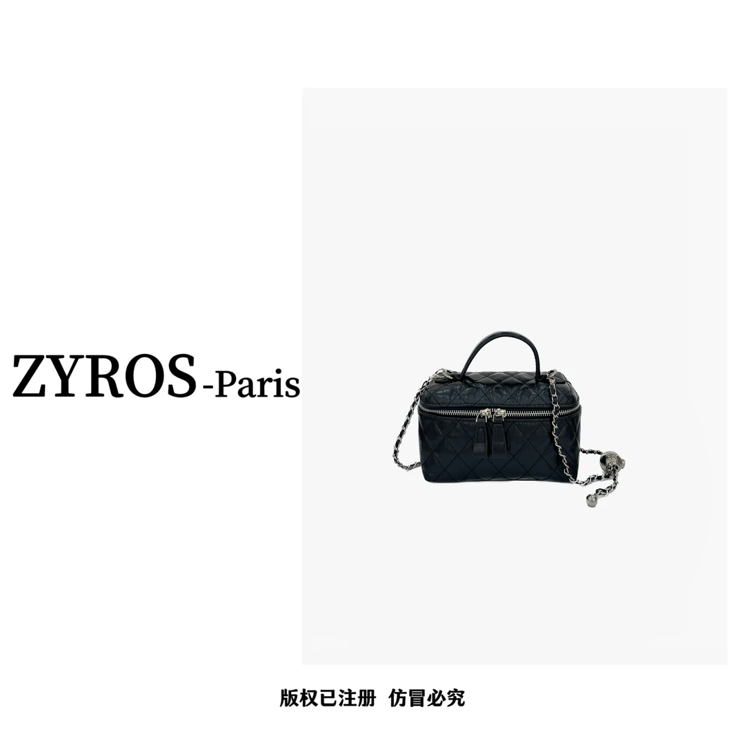 ZYROS/新款秋冬黑色菱格轻奢高级感时尚百搭单肩斜挎化妆包女137