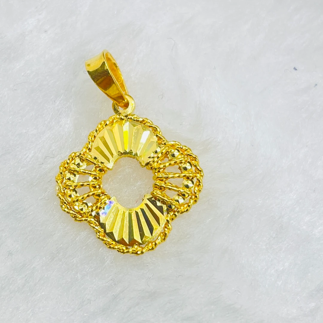 足金999 七彩镂空四叶花吊坠【850】