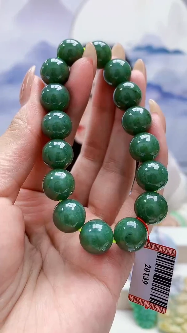 未镶嵌定制翡翠4852MM-毛货手串8