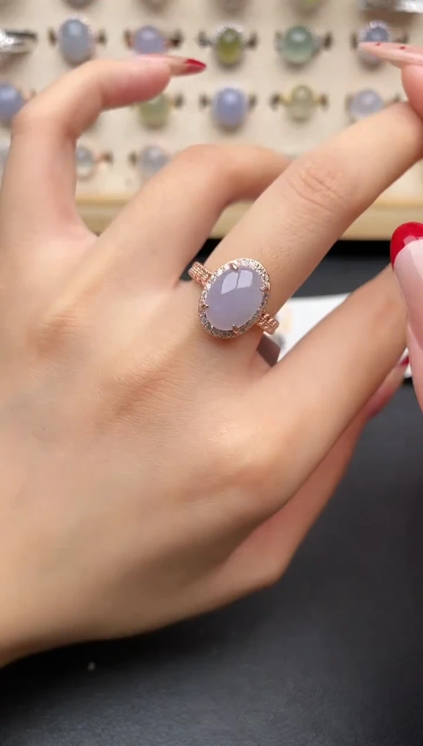 【闪购商品】翡翠戒指银S925镶嵌一物一证一礼盒