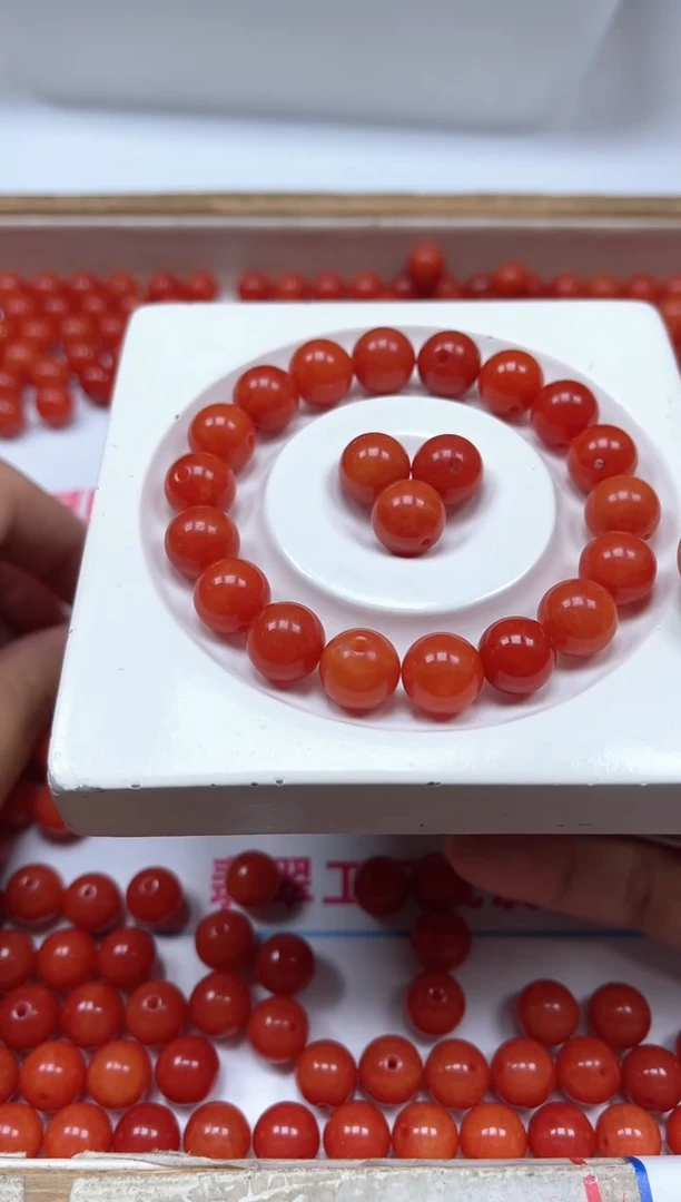 南红玛瑙散珠未镶嵌C634 满肉南红10mm20个12元