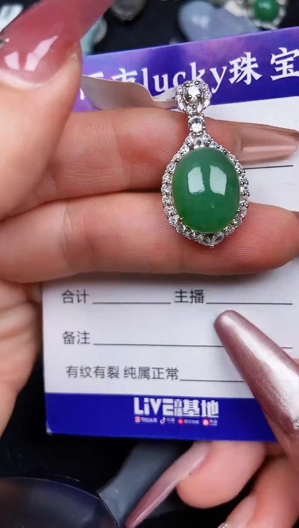 翡翠银S925镶嵌颈饰8772