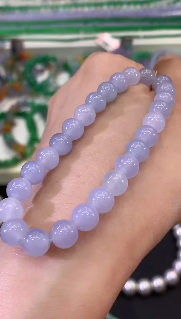 未镶嵌手串翡翠B95 紫货有色差