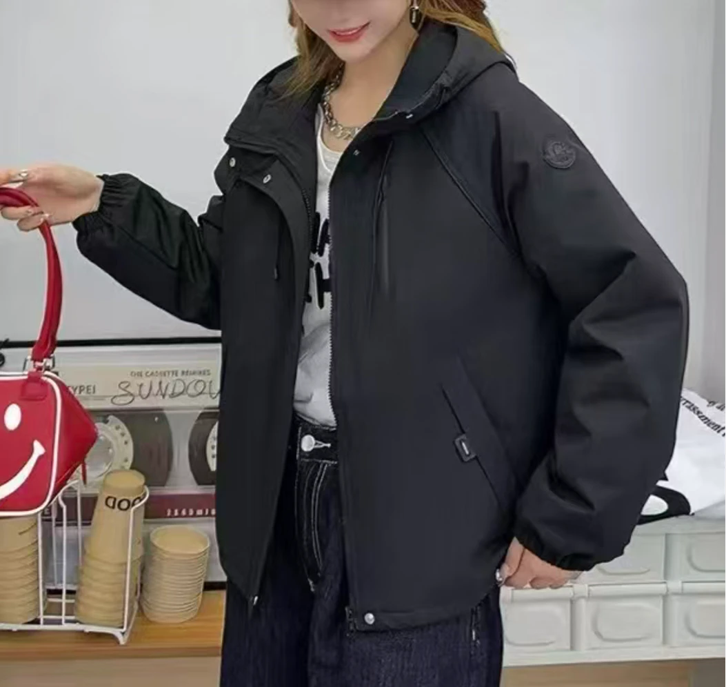 70-1-DQ黑色连帽夹棉短款外套(80-140)