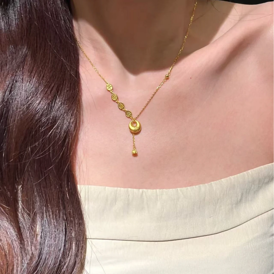 钛钢项链 钛钢材质  平安喜乐胖福项链