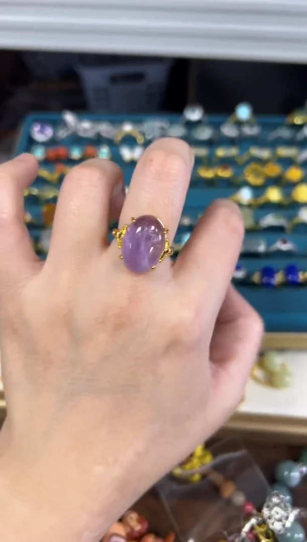 未镶嵌戒指水晶薰衣草紫水晶蛋面镶嵌款戒指[26]