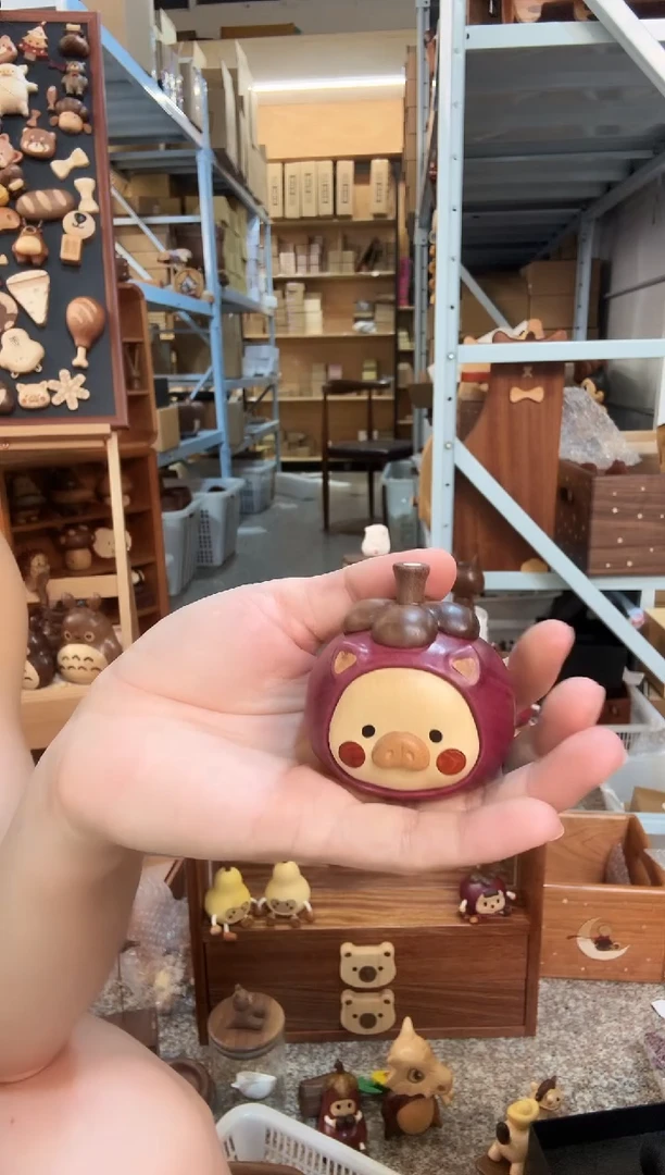 木微瑕山竹猪摆件