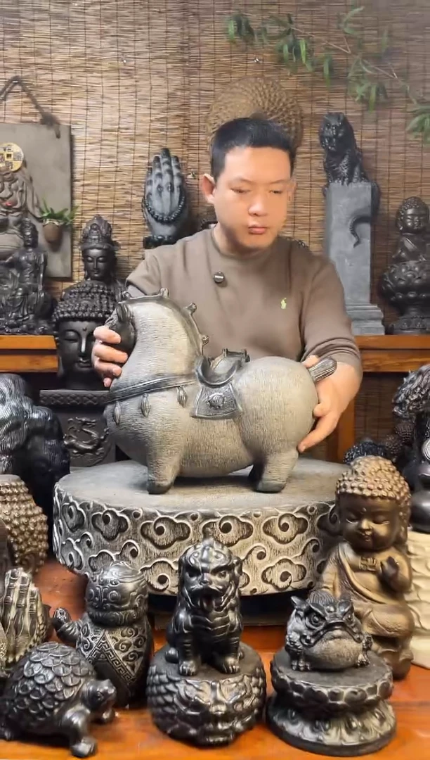 石材40唐马天然青石雕刻