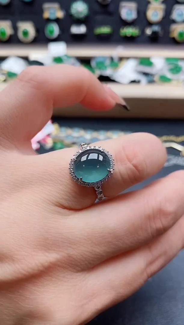 银S925镶嵌戒指翡翠1