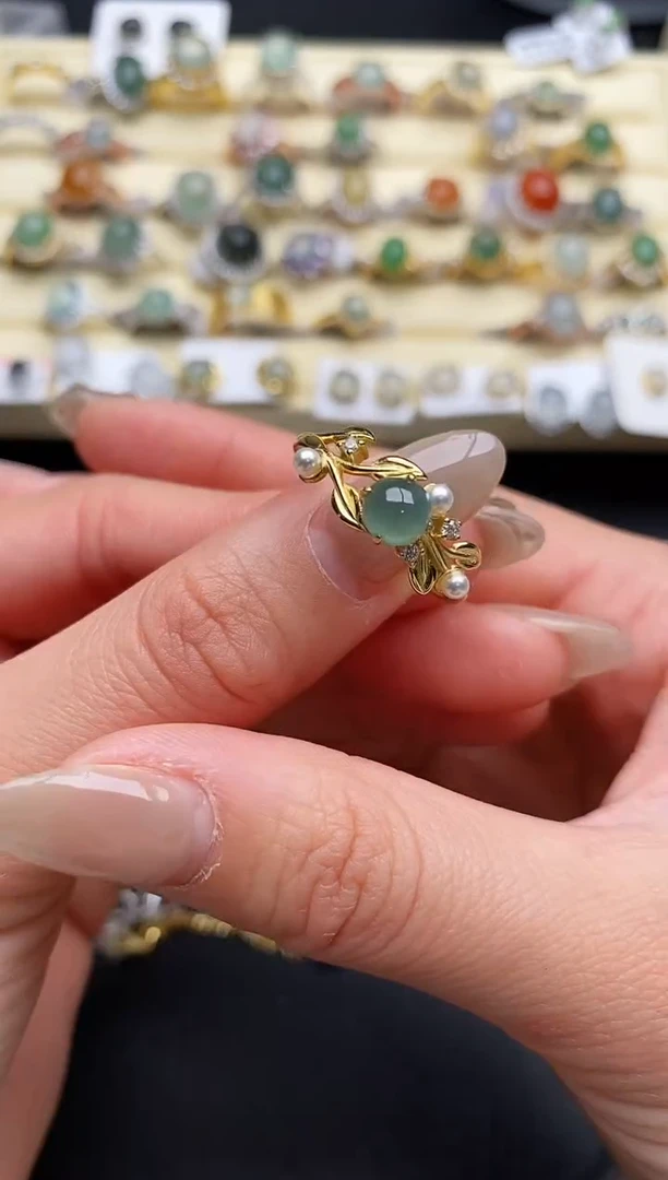 【闪购商品】翡翠戒指银S925镶嵌55555555+7