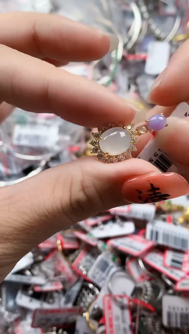 银S925镶嵌戒指翡翠天然A货缅甸翡翠