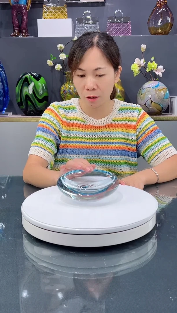 琉璃手工艺品水晶琉璃小果碗1个淡蓝色