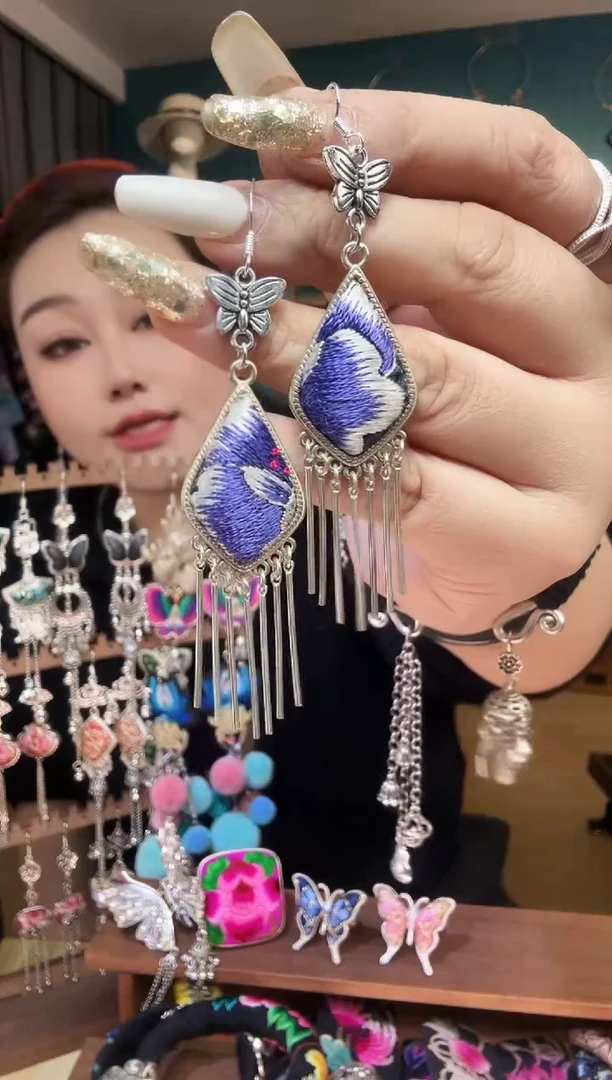 刺绣纯手工民族风刺绣耳环