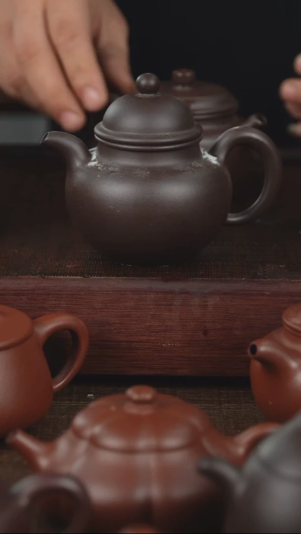 茶壶紫砂泽*微瑕210cc老紫泥掇球