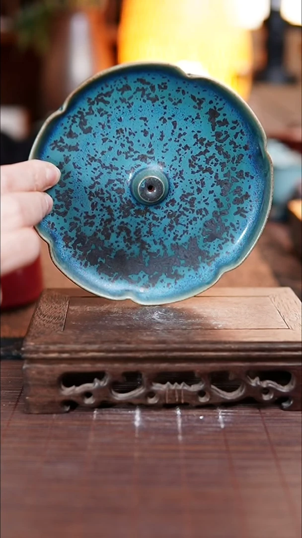 铜系青蓝 香插 重斑