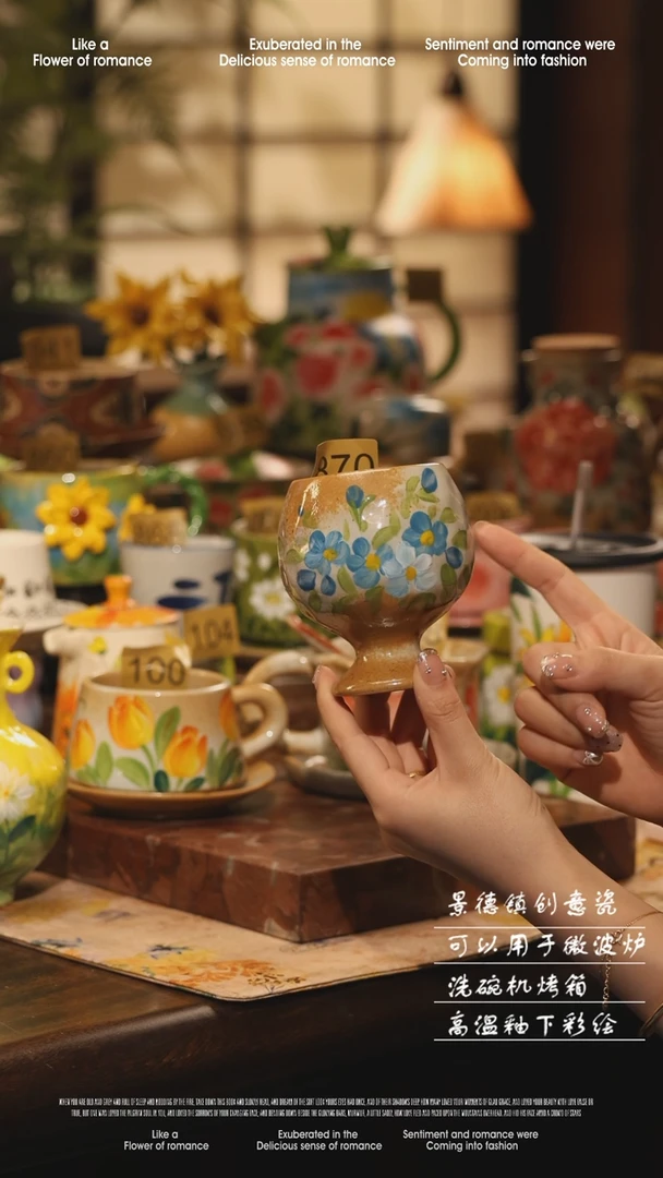 陶瓷景德镇高温手绘釉下彩设计师款式