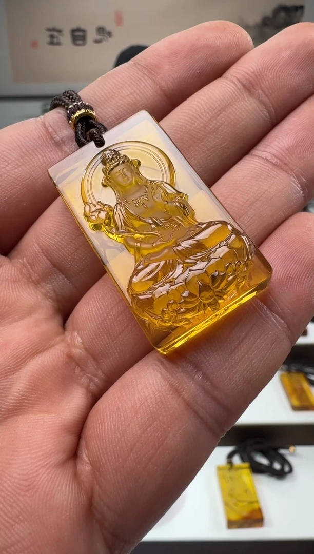 【闪购商品】琥珀颈饰未镶嵌缅甸琥珀大势至方牌吊坠