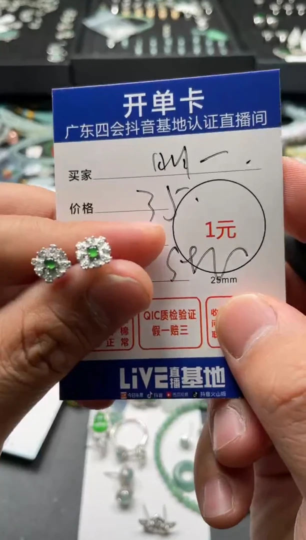 【闪购商品】翡翠颈饰银S925镶嵌耳钉