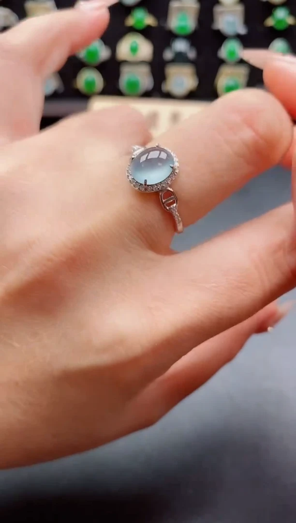 银S925镶嵌戒指翡翠1