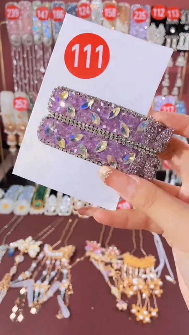 仿水晶锌合金111原创重工发夹1对