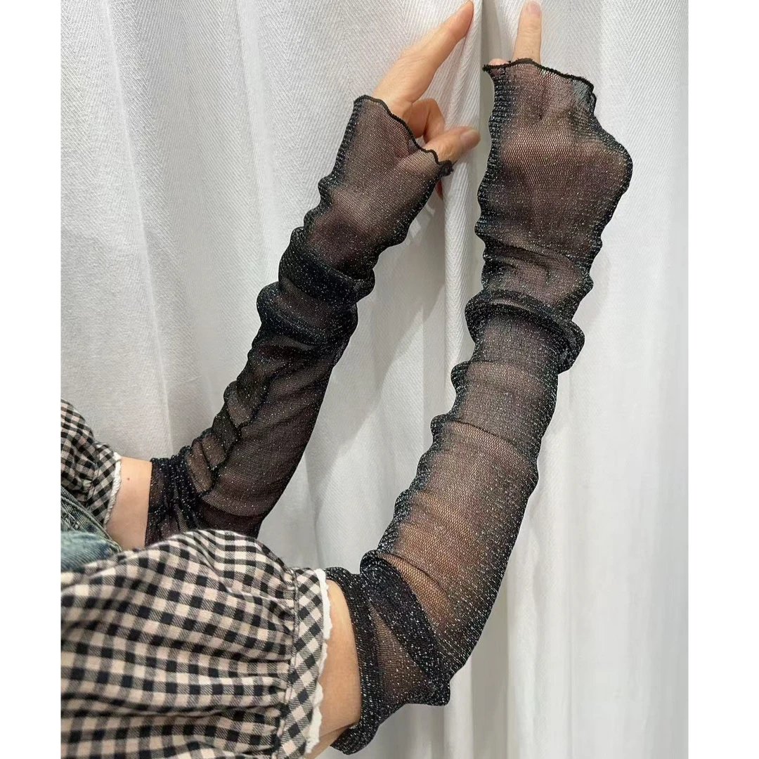 [68岁小姐姐]“夜幕星河”夏季时尚网纱蕾丝银丝花边手袖套TA5 0150