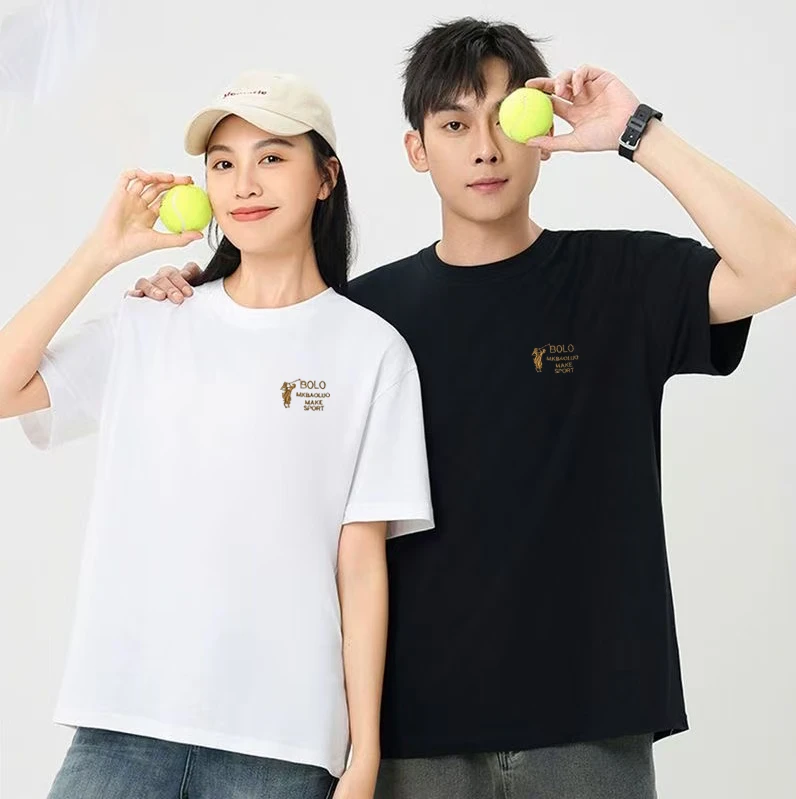 男女同款芃森保罗纯棉手工万针刺绣短袖T恤