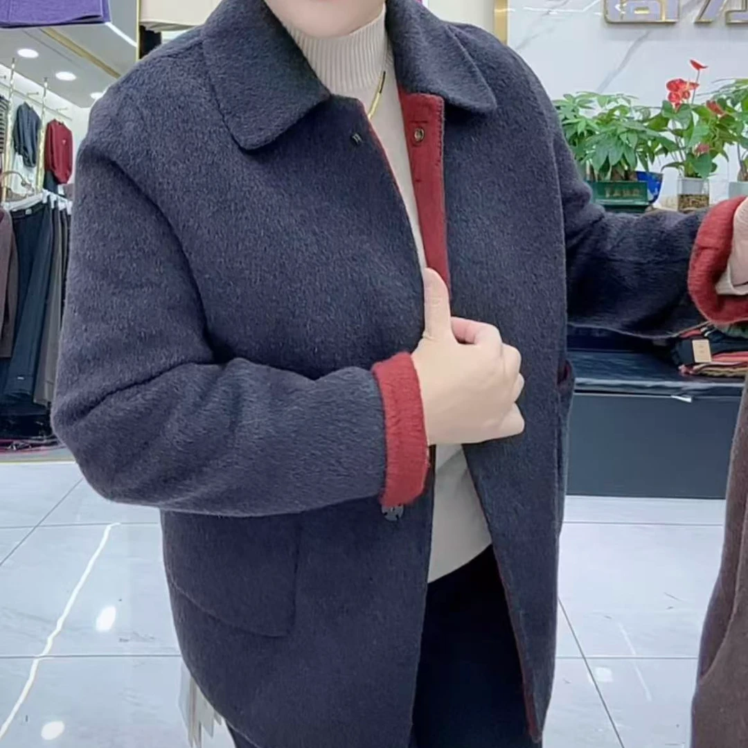 短款通勤双面冬季风衣百搭长袖常规款秋冬外套短外套