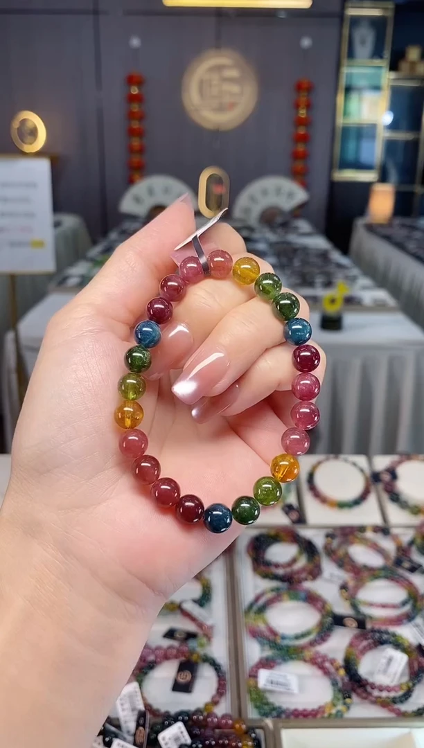 未镶嵌透体老矿碧玺单圈手串7mm+碧玺多样性发货一条hon