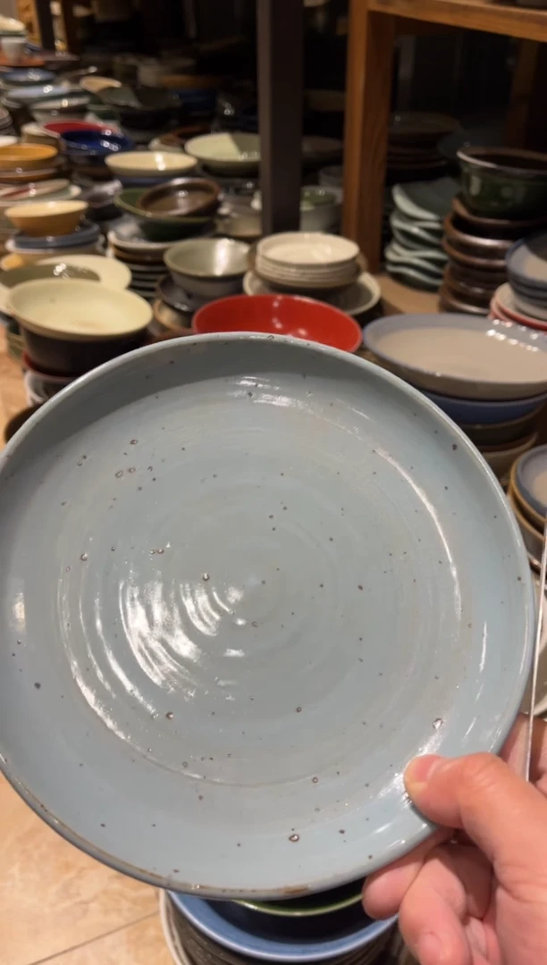 【闪购商品】瓷片972蓝麻点立口盘1个