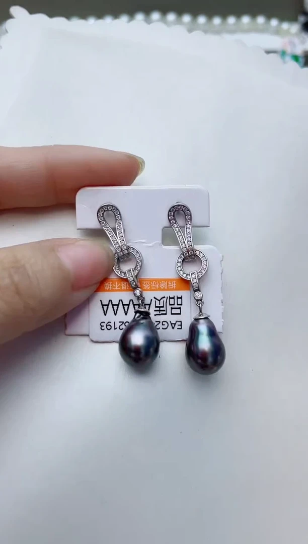 银S925镶嵌耳饰海水珍珠A86