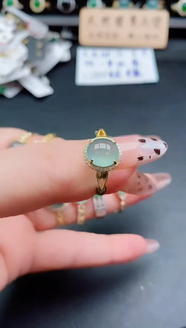 银S925镶嵌戒指翡翠1