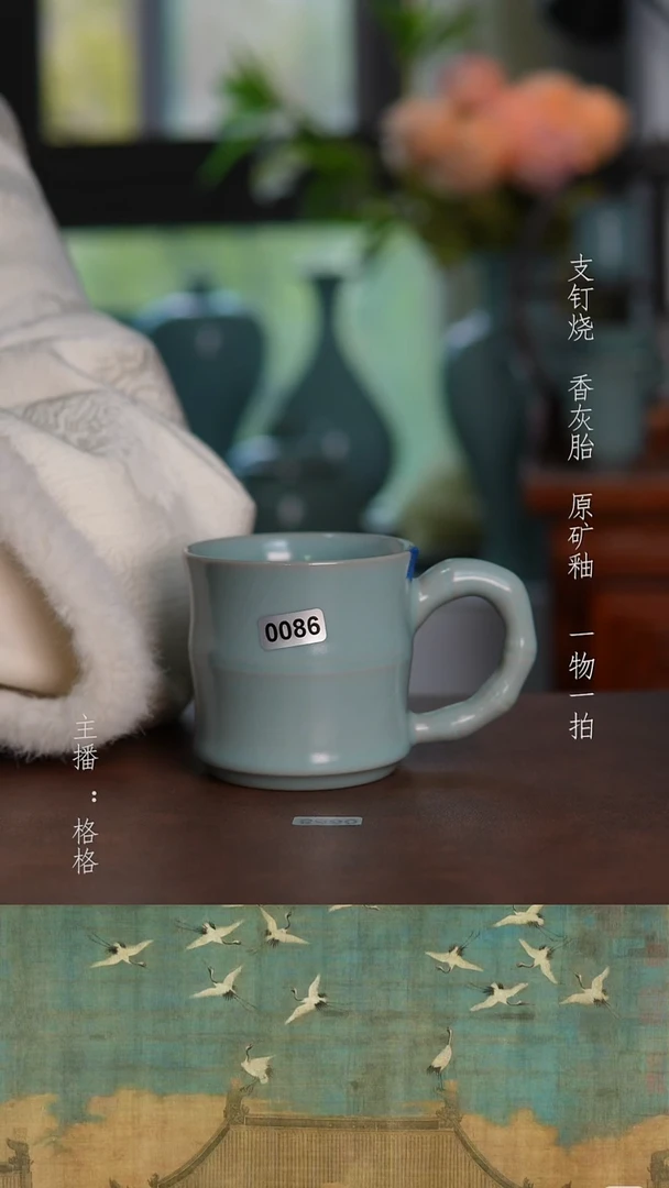 摆件天青釉手工200毫升微瑕