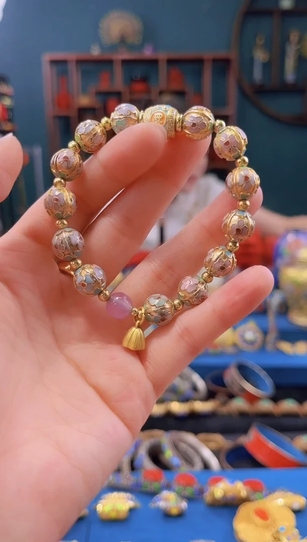 非遗景泰蓝手串 金地瓜棱 1.0