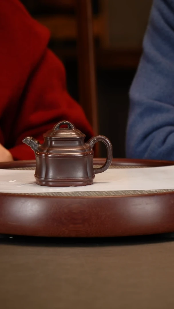 【闪购商品】紫砂茶壶【鲍宜明】古乌泥四方竹鼎  180CC