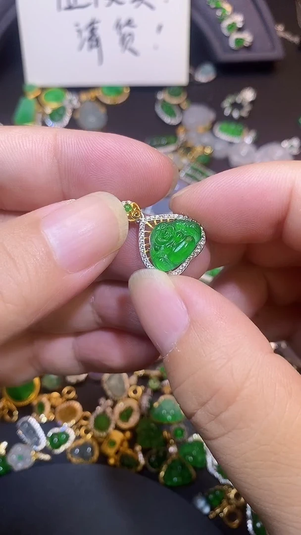 吊坠(不含链)银S925镶嵌翡翠1
