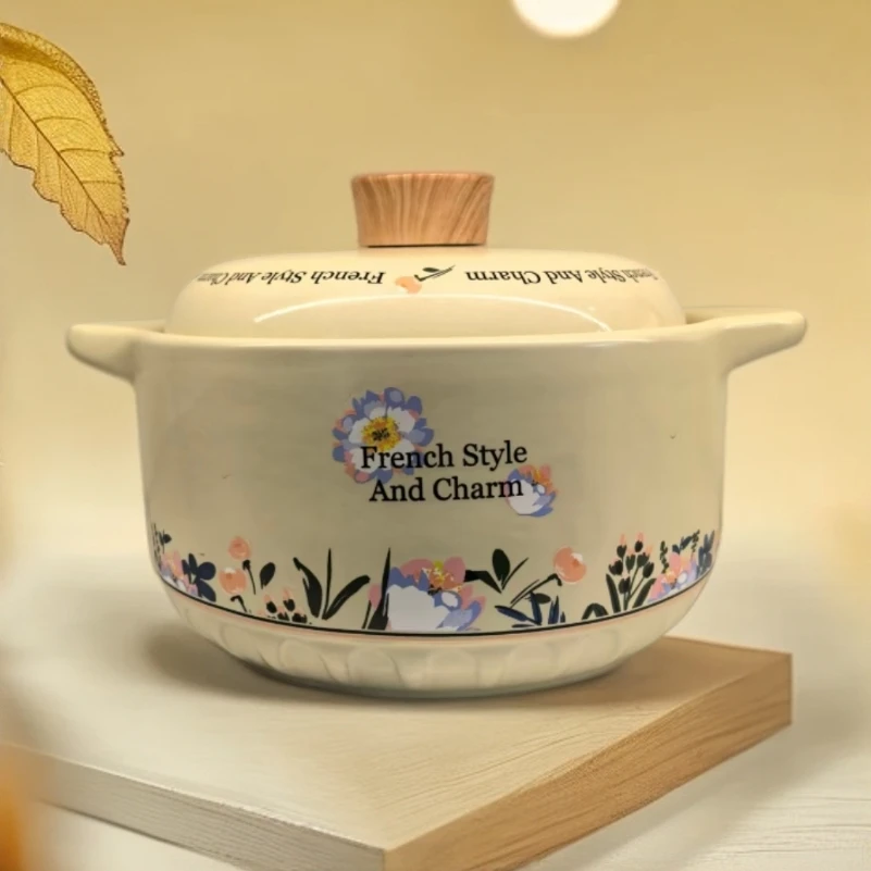 4.5L法式风情砂锅炖锅煮粥煲汤炖排骨耐高温锂瓷煲明火燃气