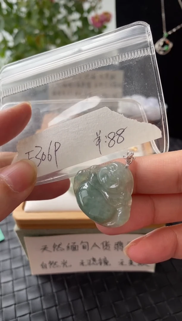 吊坠(不含链)银S925镶嵌翡翠F3069