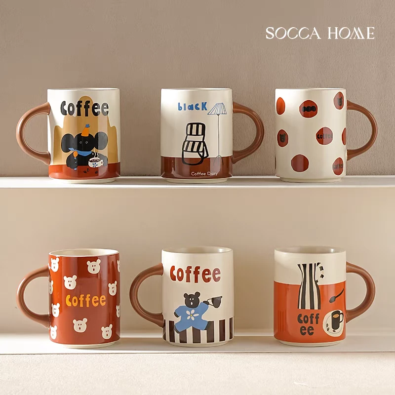 喜上淘·创意咖啡杯系列马克杯学生简笔画可爱情侣家用办公喝水杯