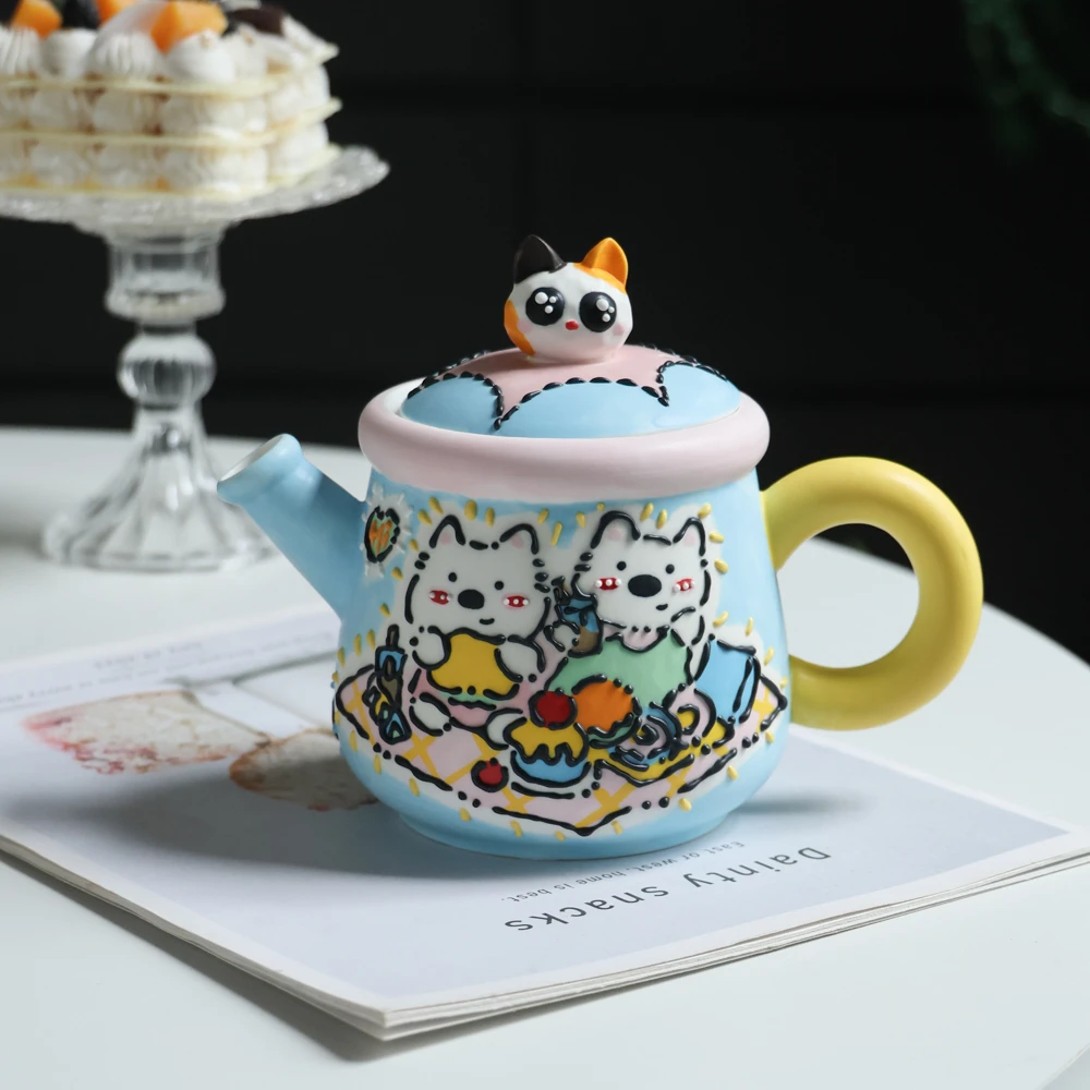 可爱风蓝色西高地水壶