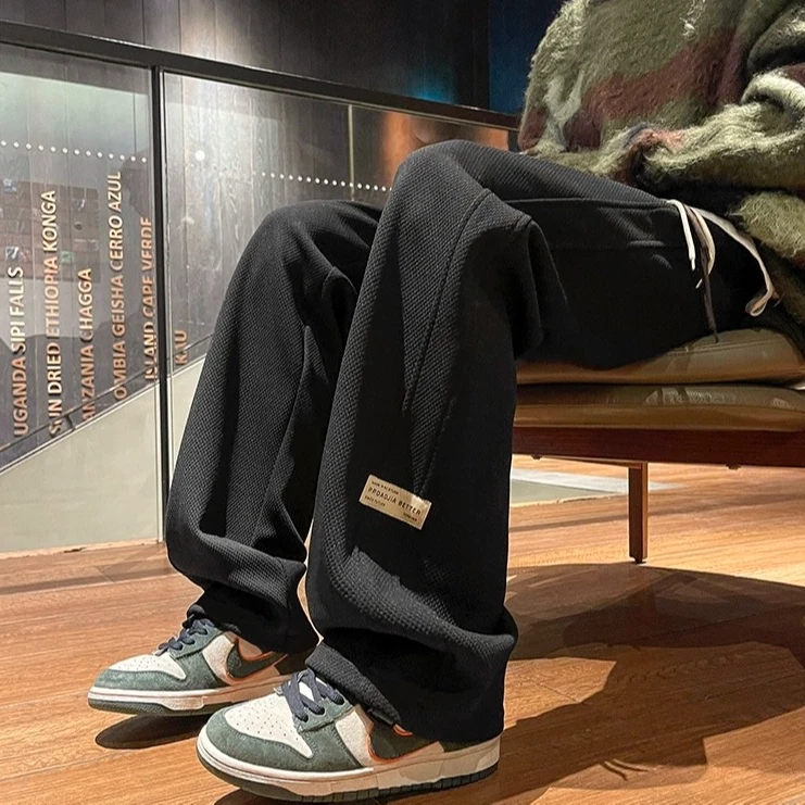 男士春秋款运动卫裤青少年裤子2025新款宽松直筒潮牌痞帅休闲长裤